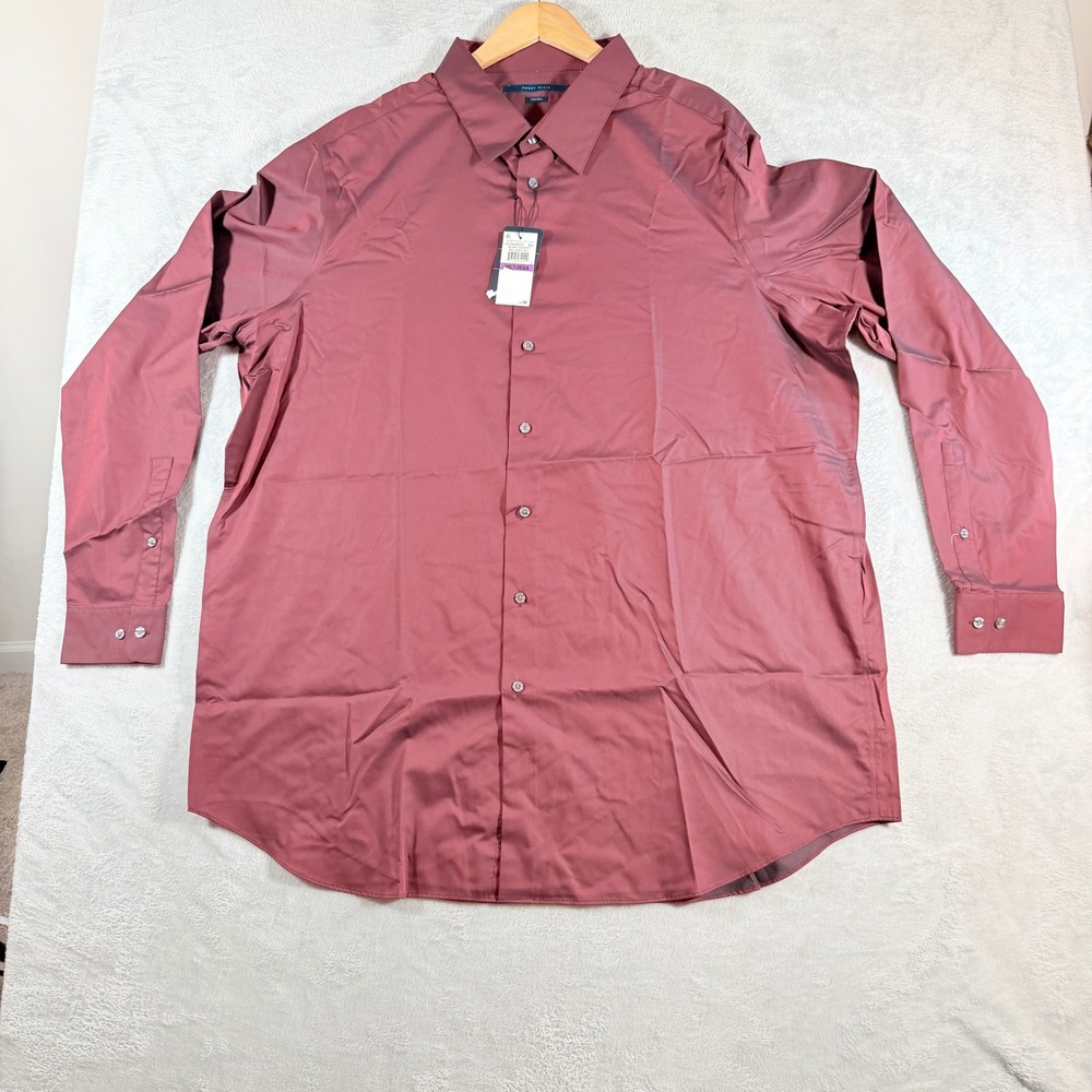 Perry Ellis Mens Big & Tall 2XLT‎ Burnt Russet Button Down Shirt Cotton New